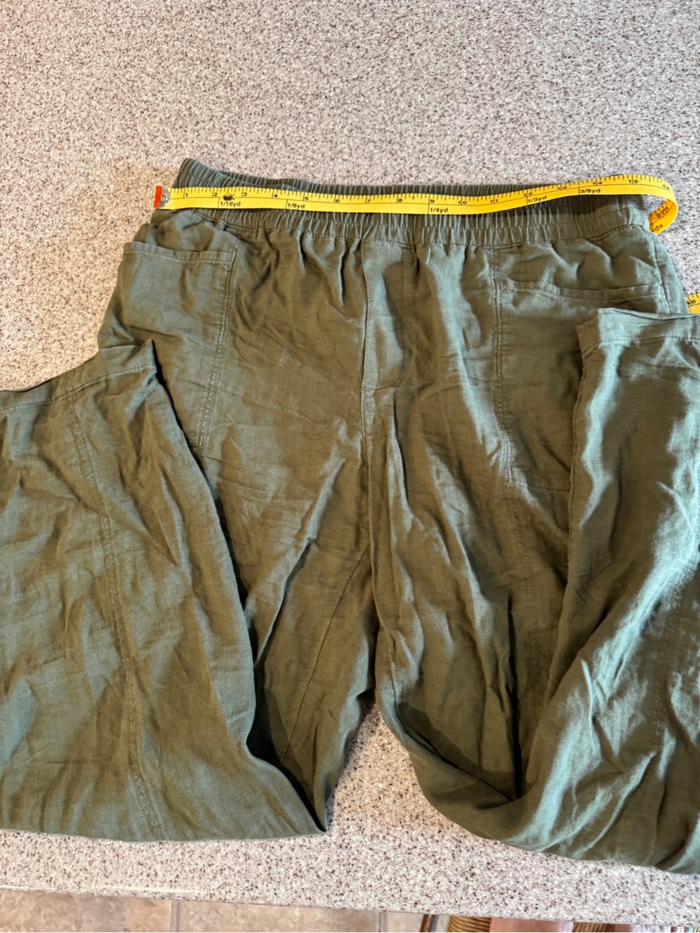 Soft & Comfy Olive Green Relaxed Linen-Blend Pants size S